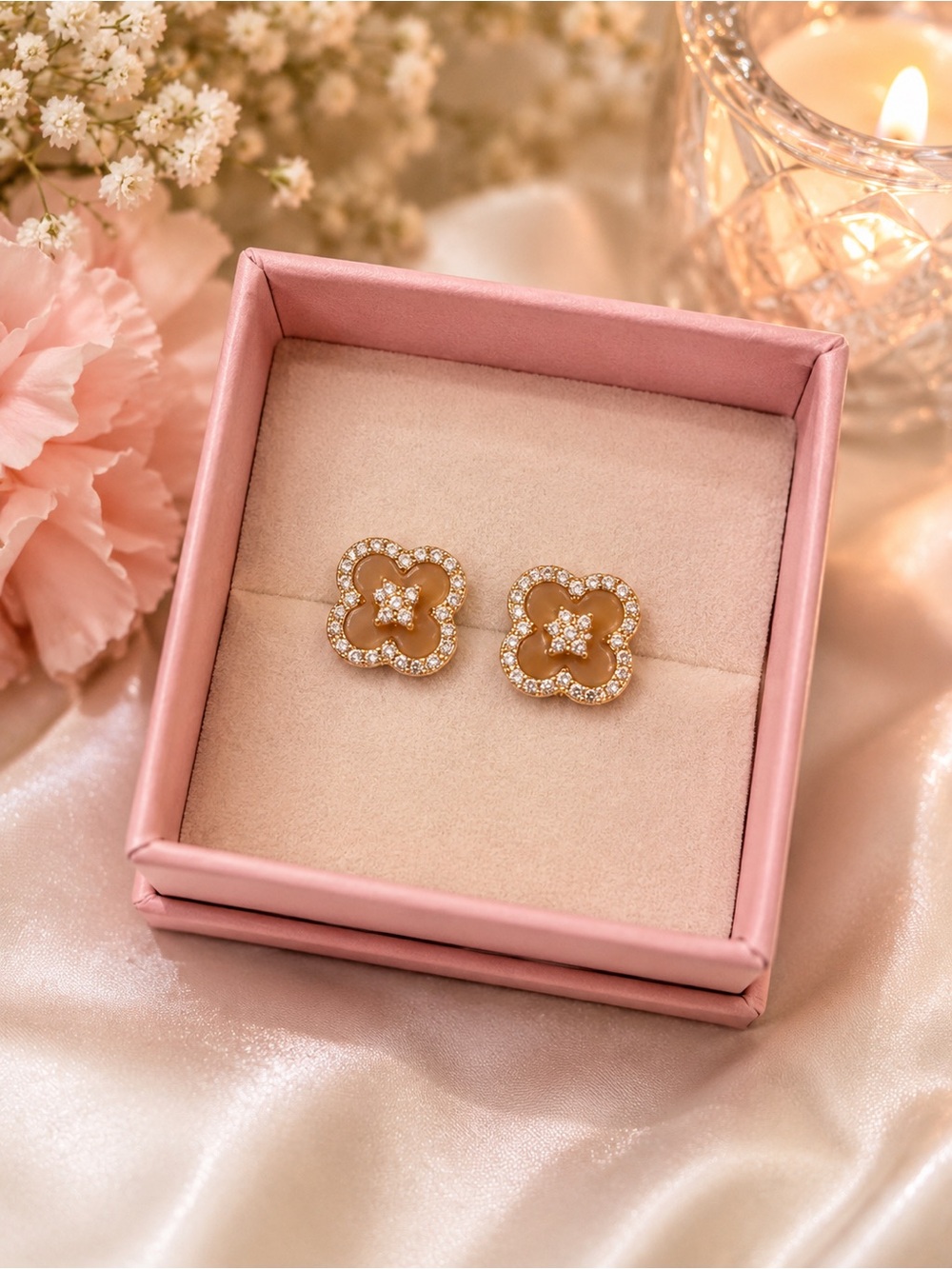 Gold Floral Cluster Stud Earrings - Elegant Women's Jewelry